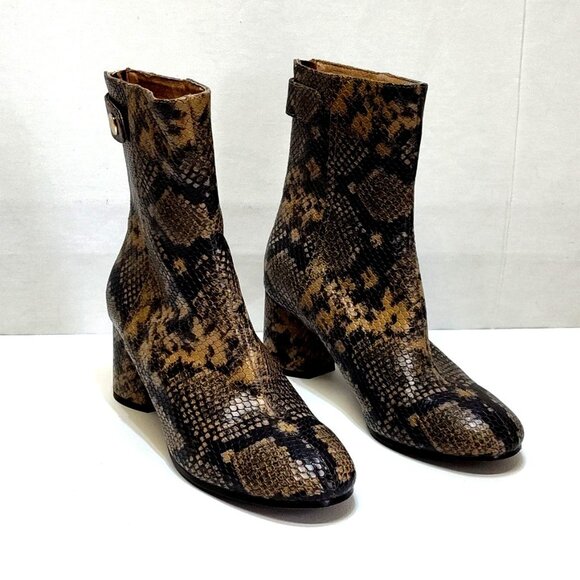 Joie Vero Cuoio Ramet Leather Python Ankle Boots Womens EUR 40 US 9.5 Block Heel - Picture 2 of 12